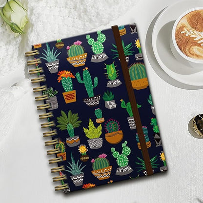 Cute Spiral Journal Notebook,Binding with Premium Paper for Girl Women,Cool Funny 120 Pages,100gsm A5 College Ruled NotebookJournal,Perfect for Gifts Nurse Teacher Women(Cute cactus)