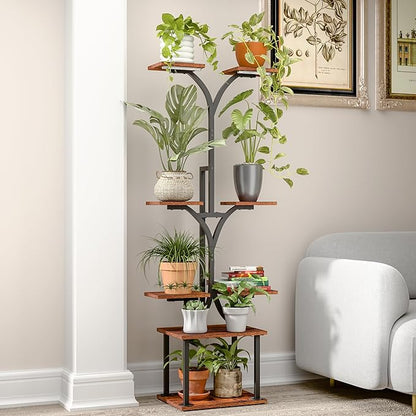 Plant Stand Indoor with Grow Lights, 8 Tiered Metal Plant Shelf, 58" Tall Plant Stand for Indoor Plants Multiple, Large Plant Rack Display Shelves, Corner Plant Holder for Living Room, Patio, Balcony