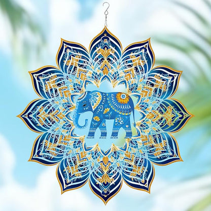 Elephant Wind Spinners Outdoor, Elephant Gifts for Women Men Wife Mom Dad Husband, Hanging Wind Spinners for Christmas Thanksgiving, 12'' Outdoor Indoor Hanging Ornament for Garden Porch Lawn