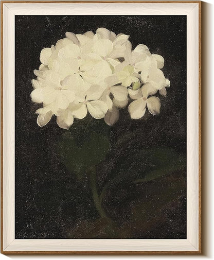 InSimSea Framed Canvas Wall Art Decoration Canvas Wall Art Room Decor, White Hydrangea Oil Painting Canvas Prints, Bedroom Bathroom Wall Pictures Flower Artwork Office Floral Wall Decor 16X20In