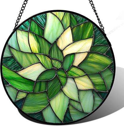 Stained Glass Window Hanging - Ireland Green Suncatcher for Doors Garden Patio Sun Catchers Decor Mother's St. Patrick's Day Birthday for Women Men Mom Nana Friend 9.8 in