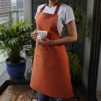 100% Cotton Kitchen Apron with 2 Pockets – Adjustable Chef Apron for Cooking Baking BBQ – Unisex Apron
