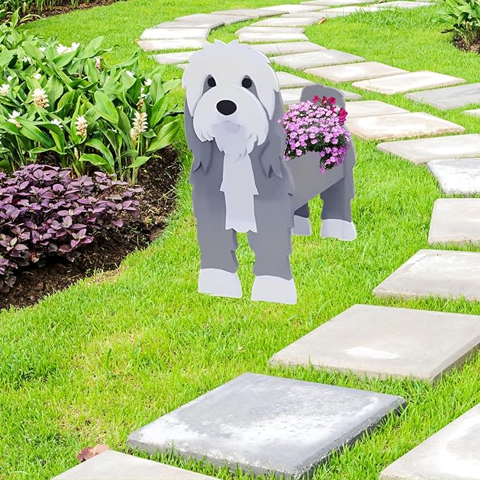 Baba Collie Dog Planter Plant Pots,Cute Dog Flower Planter,Gifts for Pet Lovers,Unique Animal Plant Pots,Office,Indoor Outdoor Garden Decor(9.45in*5.98 * 13.54in)