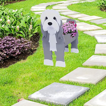 Baba Collie Dog Planter Plant Pots,Cute Dog Flower Planter,Gifts for Pet Lovers,Unique Animal Plant Pots,Office,Indoor Outdoor Garden Decor(9.45in*5.98 * 13.54in)