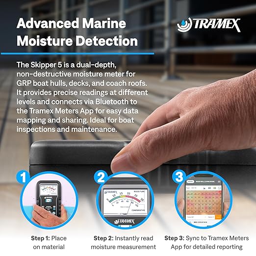 Tramex Skipper 5 Boat Moisture Meter SMM5 | Marine Instrument for Measuring Moisture Content in Wood & Glass-Reinforced Plastic (GRP)