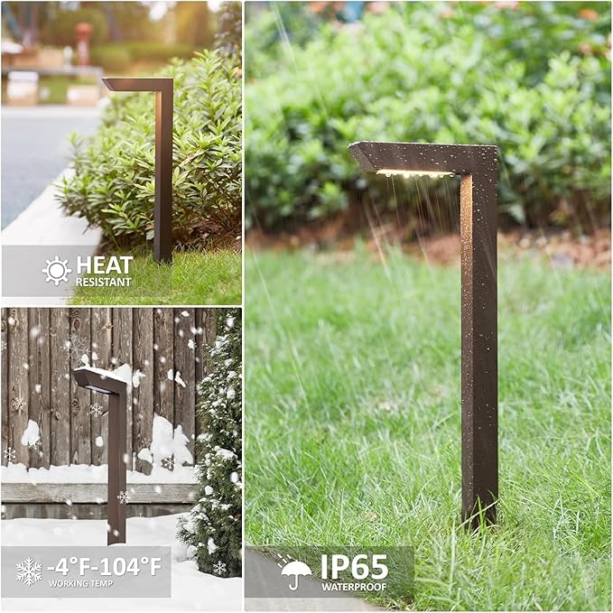 Low Voltage Pathway Lights, 12V 5W LED RGB Color Changing Wired Landscape Path Lights Outdoor for Walkway Driveway Garden of Christmas Halloween, CRI90, Aluminum, Bronze, ETL, Pack of 6
