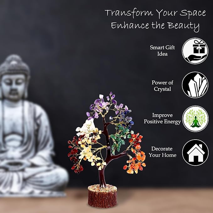 Wonder Care Handmade Seven Chakra Tree of Life,Crystals and Healing Stone Tree, Healing Crystal Tree for Positive Energy, 7 Chakra Tree, Spiritual Gifts, Feng Shui Tree, for Women