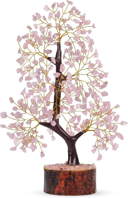 Rose Quartz Crystals Tree of Life Gifts, Womens Birthday Gifts for Her, Money Tree, Pink Tree Decor, Rose Quartz Pink Gifts for Women, Office Decor, Housewarming Gifts, Gemstone Trees