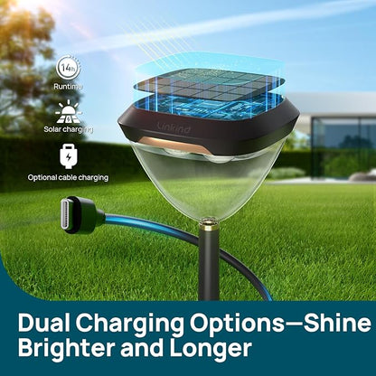 Linkind Smart Solar Pathway Lights SP6, in-App Pattern Switching Solar Lights Outdoor, USB & Solar Charging, Cool/Warm White/Color-Changing Landscape Lighting, Christmas Decor for Yard, Patio (4 Pack)