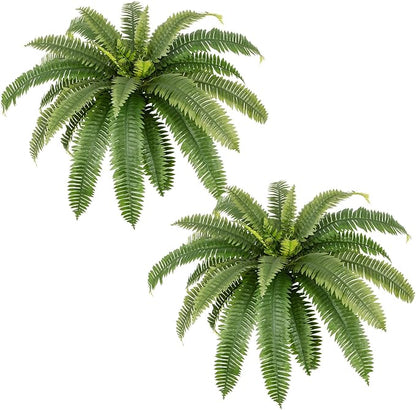 bellacat 39in UV Resistant Artificial Ferns for Outdoors Large, Realistic Fake Boston Fern with Full Multiple Silk Fronds, Faux Boston Fern for Porch Outdoors, Garden or Hanging, 2 Pack