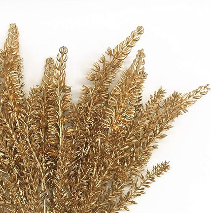 PASYOU Christmas Artificial Plants Decoration, Plastic Grass Faux Shrubs Simulation Wheat Ears Leaves Indoor Outdoor Home Garden Planter Filler Party Hotel Verandah Wedding DIY Decor - Gold 2 Pack