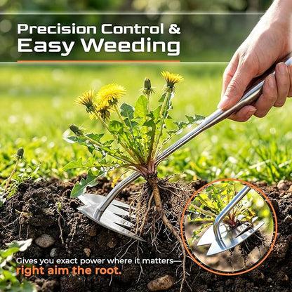 2025 Upgraded Weed Puller Tool, 4-Tooth Manganese Steel Manual Weeders, Portable Garden Weed Remover Tools for Vegetable Gardening Backyard Farm Planting & Weeding