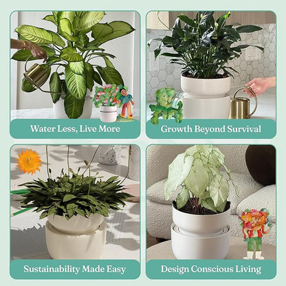 Tendril Planter SWAP+ System | Indoor Ceramic Planter (10"), Self-Watering & Air-Pruning, with Tools & Repotting Mat | USA Organic Soil Included