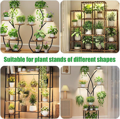 Four Head 8.6 Inches LED Grow Light Strips, Grow Lights for Indoor Plants Full Spectrum 3000K, 104 LEDs Plant Light with 10 Dimmable Levels, 3/9/12H Timer for Seedling Succulent and Plant Shelf