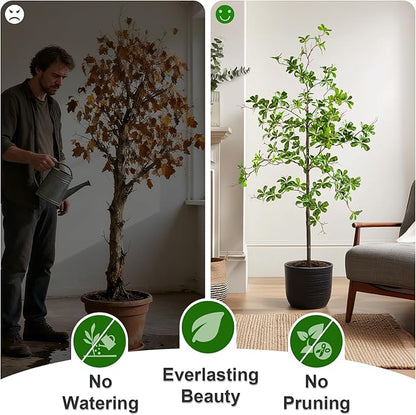 5FT Artificial Black Olive Tree Artificial Olive Plants, Tall Faux Olive Tree Faux Silk Plant Fake Plant Ultra-Realistic Silk Leaves & Natural Trunk Indoor Outdoor Use