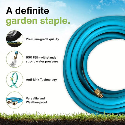 Aeromixer THE HOSE - 3/4 Inch Garden Hose 100 Ft, Kinkless Commercial Garden Hoses, Heavy Duty Industrial Water Hoses for Outdoors, 650 PSI High-Pressure Watering Tool for Farming and Gardening