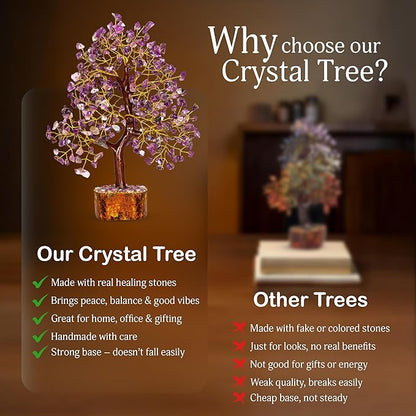 Amethyst Crystal Tree - Bonsai Trees, Balancing Tree, Crystal Gifts for Women, Crystal Tree for Positive Energy, Crytals and Gemstones, Good Luck Home Decor Tree of Life Seven Chakra Healing Stones