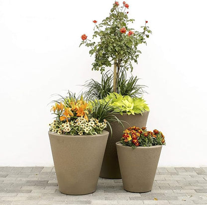 Crescent Garden Dot TruDrop Indoor/Outdoor Planter, Self-Watering Plant Pot, 26 Inches, (Ash)