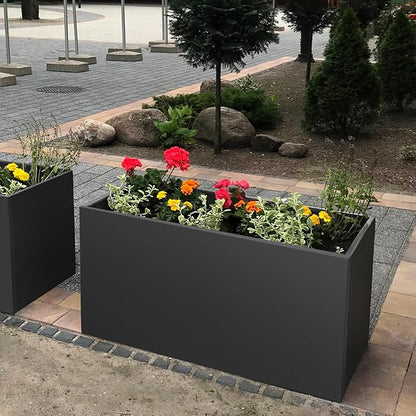 Metal Planter Box 36"x12"x20", Rectangular Steel Planter Box Frost Proof Rust Resistant Indoor&Outdoor, Heavy Duty Steel Planter for Commercial and Residential Use