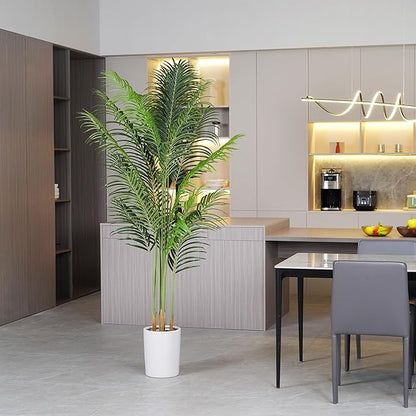 Artificial Palm Tree for Home Decor Indoor 6Ft Large Tall Fake Plants Faux Tropical Areca Palm Silk Floor Plant in Pot Living Room Office Garden Decoration Housewarming Gift (2, 6 Feet)