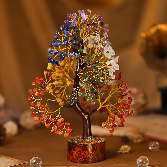 Chakra Tree of Life - Healing Crystal Tree for Positive Energy, Birthday Gifts for Women Mom Sister, Feng Shui Decor, Chakra Stones, Crystals Healing Stones, 7 Chakra Pendant & Bracelet