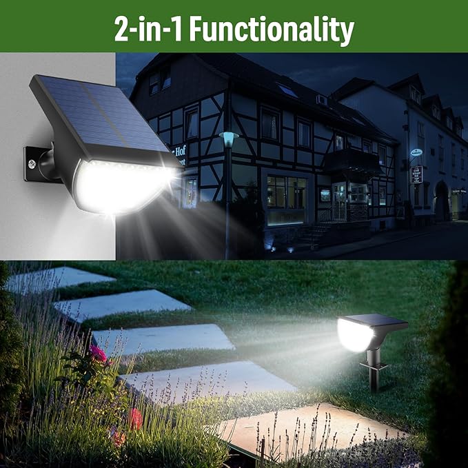 Solar Lights Outdoor Waterproof IP65, 76 LED 3 Lighting Modes Solar Spot Lights Outdoor Yard Garden Landscape Pathway (Cool White, 4 Pack)