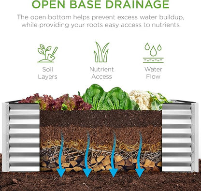 Best Choice Products 4x2x2ft Outdoor Metal Raised Garden Bed, Deep Root Planter Box for Vegetables, Flowers, Herbs w/ 119 Gallon Capacity - Galvanized