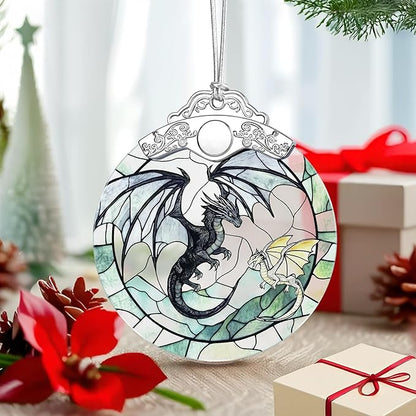 Dragon Ornament – Christmas Decoration & Christmas Ornament; Stained Glass Holiday Decoration (Holiday Present, Bauble Present, Gift Idea, Gift Exchange) | Heirloom Keepsakes
