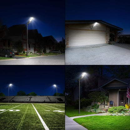 LANGY 2 Pack Led Solar Street Lights Outdoor 150000 Lumens,180 PCS LED,Dusk to Dawn Solar Powered Street Lights with Remote for Barn,Yard, Garden,Basketball Court