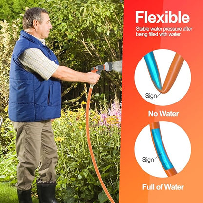 SPECILITE Garden Water Hose 100 ft x 3/4 in Heavy Duty, Flexible and Lightweight, Burst 600 psi, Kink-less Hybrid Rubber Pipe for Backyard, 3/4'' Brass Fittings, Orange