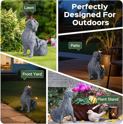 DyBaxa Solar Garden Décor, Garden Statues, Gifts for Women, Mom, Grandma, Patio, Balcony, Yard Decorations Outdoor - Unique Birthday & Housewarming Gifts, Cat Decor with Butterfly Light