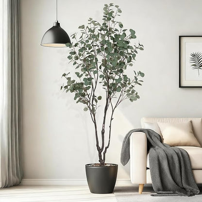 6.9ft Tall Artificial Eucalyptus Trees, Realistic Eucalyptus Tree with Sturdy Plastic Pot, Artificial Plants Tree for Home Office Indoor Outdoor Party Wedding Christmas Decor
