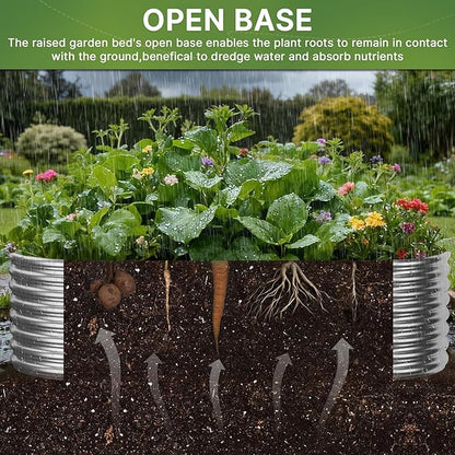 2 PCS Tall 8x4x1.5ft Galvanized Raised Garden Bed Outdoor, Metal Garden Bed for Vegetables, Above Ground Garden Box for Flower, Steel Raised Beds for Gardening