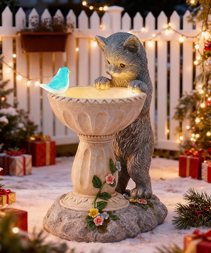 Nacome Solar Cat Garden Decor: Outdoor Statues Ornaments for Outside Decorations Yard Art Lawn Porch Patio Balcony - Birthday Choice for Mom Grandma Women Lover