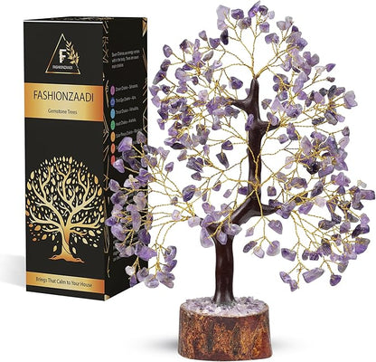 FASHIONZAADI Amethyst Crystals Tree of Life - Stones and Crystals - Bonsai Tree - Good Luck Gifts for Women - Meditation Accessories - Chakra Stones Decor