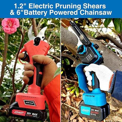 3-in-1 Pole Pruning Shears, Electric Pruning Shears & pole saws for tree trimming with 15.3ft Reach Pole,Cordless Pole Shears and Battery Pole Saw with 2 Pack 20V 4.0Ah Battery for Tree