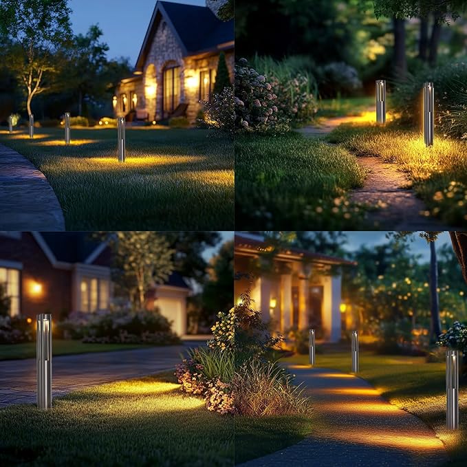 Energetic Low Voltage Landscape Lighting, IP65 Waterproof LED Pathway Lighting, Aluminum Outdoor Landscape Path Lights for Garden, 12-24V AC/DC Walkway Lights, 3000K Warm White, Bronze, 4 Pack