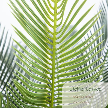 2ft Artificial Cycad Tree UV Resistant with Lifelike Bark & Realistic Leaves, 24in Super Full Faux Sago Palm Tree, for Porch Patio Front Door Home Office Decor