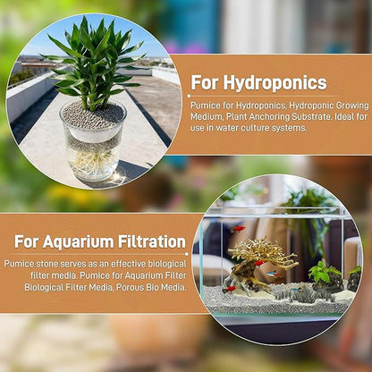 Horticultural Pumice for Plants, 3 Quarts Bag （4.4IB） Natural Soil Amendment, 1/4" Particle Size for Succulent, Cactus, Bonsai Tree, Orchid Potting Mix