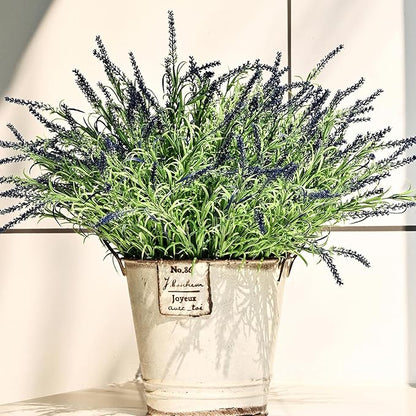 alyptus UV Resistant Artificial Lavender Flowers for Outdoors 16 Bundles Fake Purple Flower Outdoor Faux Plastic Outside Plants Decorations for Front Porch Patio Planters Décor(Dark Purple Lavender)