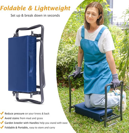 ikkle Garden Kneeler and Seat Heavy Duty Garden Stool, Upgraded Gardening Kneeler Bench, Thicker Wider Kneeling Pad, Garden for Seniors
