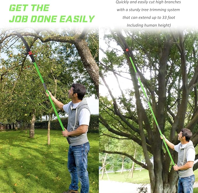 Pole Saw for Tree Trimming - 30 FT Extendable Tree Pruner, Long Handle Tree Trimmer, High Reach Branch Cutter, Heavy Duty Pole Pruning Saw, Tree Cutting Tool for Hard-to-Reach Branches