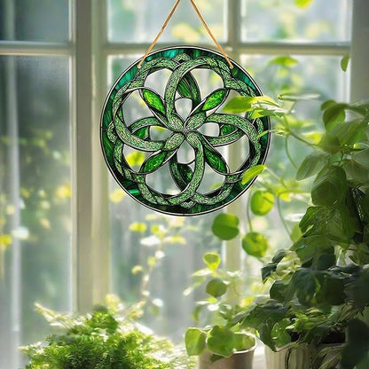 2 Pcs Celtic Knot Window Hanging Ornament Celtic Knot Suncatcher 8 Inch Eternal Knot Acrylic Suncatchers Window Hanging Indoor Wall Art Christmas Home Decor Stained Suncatcher Ornaments