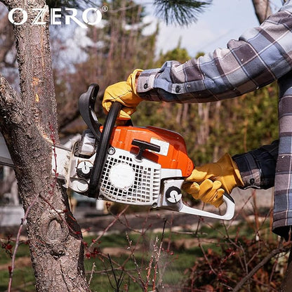 OZERO Gardening Work Gloves Men,1 Pair Insulated Heavy Duty Cut Resistant Thorn Proof Leather Cowhide Mens Women Mechanic Garden Gloves for Driving Welding-Medium