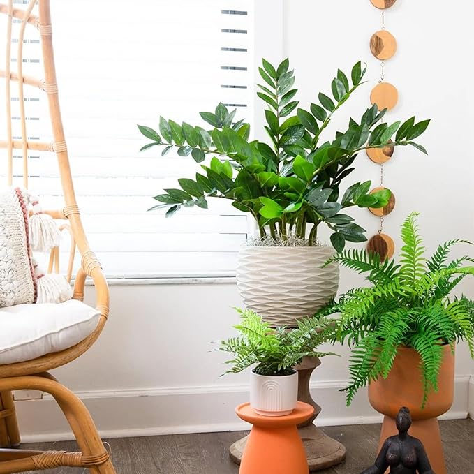 Artificial Plants Indoor ZZ Plant Fake Plant 34" Potted Plastic Plants for Home Office Desk Farmhouse Room Bathroom Decor