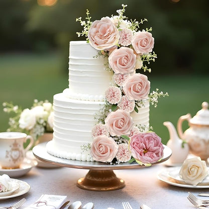 Artificial Flowers Pink Wedding Flowers Silk Flowers with Stems Fake Cake Flowers for Wedding Bouquets Centerpieces Spring Decor Baby Shower Decoration
