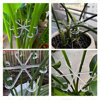 16 Pack Adjustable Indoor Plant Support Stakes, Reusable Plastic Stem Holders & Trellis for Monstera, Pothos, Vines Vertical Growth Air Circulation Stable Stem Support (Clear)