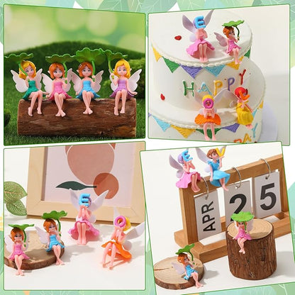 20 Pcs Miniature Fairy Figurines, Hand-Painted Small Flower Fairies with Wings for Garden Decor, Cake Topper & Landscapes