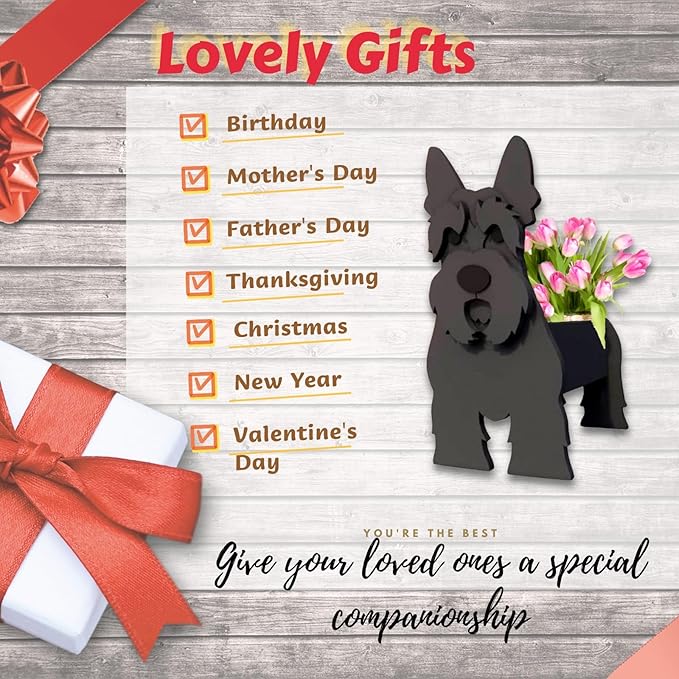 Scottish Terrier Dog Planter Plant Pots,Cute Dog Flower Planter,Gifts for Pet Lovers,Unique Animal Plant Pots,Office,Indoor Outdoor Garden Decor(9.45 * 6.61 * 13.39in)