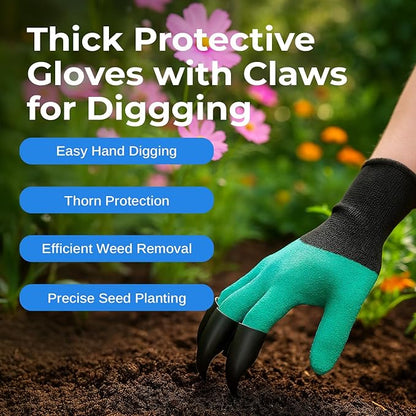 Scuddles 8-Piece Garden Tool Set with Bag, Stainless Steel Tools, Wooden Handles and Fingertip Claw Gloves for Digging, Landscaping and Heavy Gardening